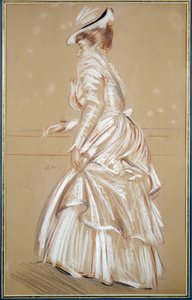 白い服を着た女性の肖像。ポール・ヘレウ（1859-1927）のドローイング、20世紀。バイヨンヌ、ボナール美術館