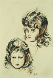 アーティストの娘エレンの二つの研究、 作： Paul Cesar Helleu