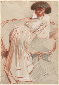 絵を見ている女性（おそらくマダム・アリス・ヘル） 作： Paul Cesar Helleu