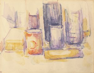 キッチンテーブル：ポットとボトル 作： Paul Cézanne