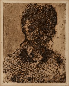 乙女頭。 ポール セザンヌ (1839-1906) による彫刻。 エッチング。 薄暗い: 32,5x25cm。 ミュゼ グラネ、エクス アン プロヴァンス。