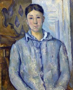 "青い服を着たセザンヌ夫人の肖像" 1888年～1890年画家の妻、オルタンス・セザンヌ（1850-1922） ポール・セザンヌ（1839-1906）の絵画。油彩・キャンバス サイズ 73,5x61 cm ヒューストン美術館 ロバート・リー・ブラファー・メモリアル・コレクション S氏寄贈 作： Paul Cézanne
