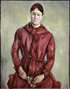 赤いドレスを着たセザンヌ夫人の肖像（油彩・キャンバス、1890年頃 作： Paul Cézanne