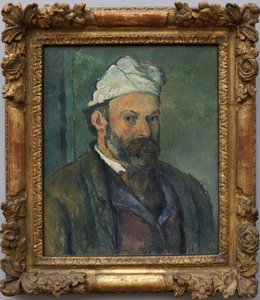 自画像。ポール・セザンヌ（1839-1906）の絵画、1880年頃のキャンバスに油彩で描かれています。フランス美術 作： Paul Cézanne