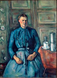 コーヒーメーカーを持つ女性（油彩・キャンバス 作： Paul Cézanne