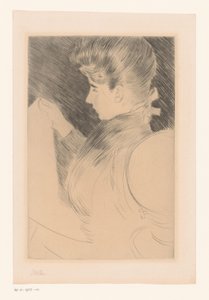 未知の読書女性の肖像 作： Paul César Helleu (signed by artist)