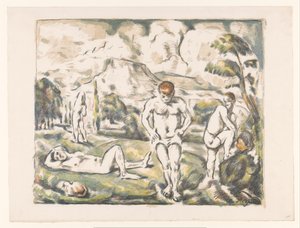 丘陵地で入浴する男性 レ グラン ベニュール Baigneurs au repos 作： Paul Cézanne
