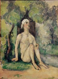 水に座って水浴びをする人 作： Paul Cézanne