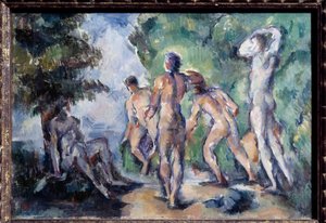 水浴客 ポール・セザンヌ（1839-1906）の絵画 1895年 日。0,22x0,33 m リヨン、ボザール美術館 - 水浴の人々。ポール・セザンヌ(1839-1906)の絵画 作： Paul Cézanne