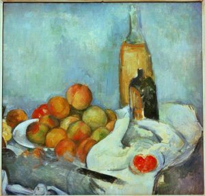 ボトルと桃 作： Paul Cézanne