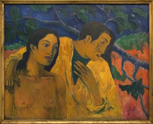 飛行（タヒチのイディール）。ポール・ゴーギャン（1848-1903）の絵画、油彩、キャンバス 作： Paul Cézanne