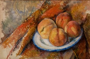 プレート上の 4 つの桃 作： Paul Cézanne