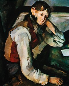 赤いベストの少年、1888-1890 作： Paul Cézanne
