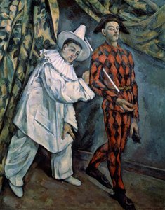 ピエロとハーレクインマルディグラス、c1888。 作： Paul Cézanne