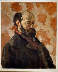 ピンクの背景の自画像 作： Paul Cézanne