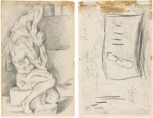 解剖学的彫刻のスケッチ (右) セザンヌ夫人のスケッチ (裏面) 作： Paul Cézanne