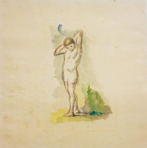 首を組んで立っている入浴者 作： Paul Cézanne