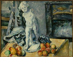 石膏像のキューピッドのある静物画 ポール・セザンヌ（1839-1906）1894年日。0,63x0,81m。ストックホルム。国立博物館 - 石膏のキューピッドのいる静物画。ポール・セザンヌ（1839-1906）の絵画 作： Paul Cézanne