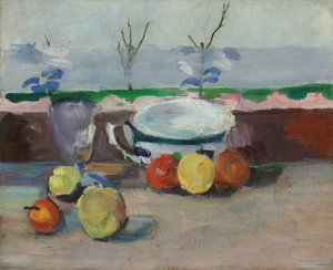 カップ、グラス、フルーツ、III、1877年頃（キャンバスに油彩） 作： Paul Cézanne