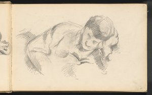 肘に寄りかかる芸術家の息子 作： Paul Cézanne