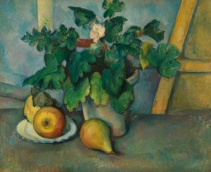 サクラソウと果物の鍋。 1888-90 作： Paul Cézanne