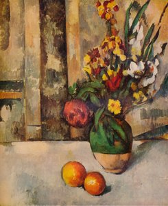 「花とりんごの花瓶」、19 世紀 作： Paul Cézanne