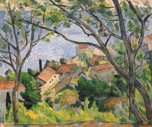 1879年、木々を通るL&39;Estaqueのビュー 作： Paul Cézanne