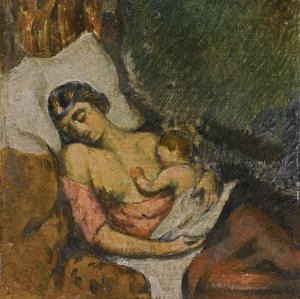 1872年頃に子供を母乳で育てる女性 作： Paul Cézanne