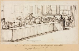 1841年または1842年のローマ賞の審査委員会に集められたボザール美術アカデミーのメンバー。 作： Paul Delaroche