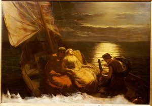 1860年ポンペイのブラインドガールニーディアと「グラウスとイオネの脱出」 作： Paul Falconer Poole