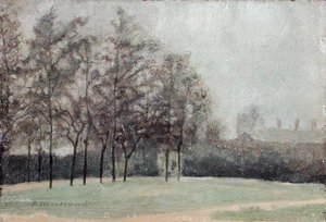 ケンジントンスタジオ、スタジオゲート付近（油彩・パネル） 作： Paul Fordyce Maitland