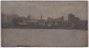 バタシーのテムズ川（アカデミー理事会の油） 作： Paul Fordyce Maitland