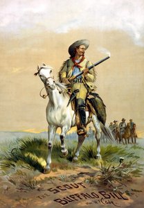 Han.W.F.Codyの著書「The Scout Buffalo Bill」の表紙。挿絵はP.Frenzeny、1860年から1890年にかけて制作された。