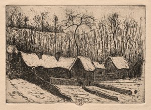 6つのエッチング：わらぶき屋根のパン屋、オーヴェルス、1895年。 作： Paul Gachet
