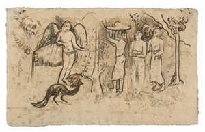 エンジェル、ピーコック、スリー・タヒチアン 作： Paul Gauguin