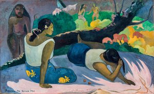 Areareaは、悪魔やリクライニングタヒチの女性の魂の言葉はありません。 作： Paul Gauguin