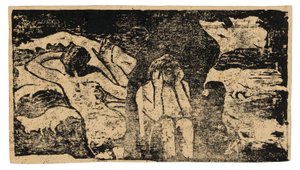 後期木版画組曲より「黒岩にて 作： Paul Gauguin