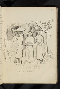 ビフォー・アフター - ドローイング「宴の途中 作： Paul Gauguin