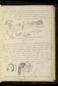 Avant et après - Cytheraでの「le petit mignon」と彼の犬たち、カフェでの2つの頭（自画像？ 作： Paul Gauguin
