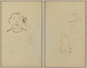 少年の顔; 二匹の羊[裏] 作： Paul Gauguin