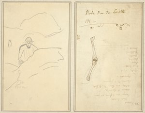 風景の中のブルトンの少年。 腕の研究 [裏面] 作： Paul Gauguin