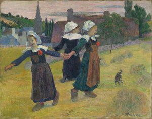 ブルトンの少女たちが踊る、ポンタヴァン、1888年。 作： Paul Gauguin