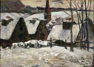 雪の下のブルトン村（油彩・キャンバス 作： Paul Gauguin