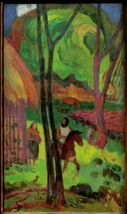 小屋の前の騎手 作： Paul Gauguin