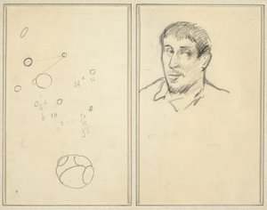 円と数字; 自画像 [直筆] 作： Paul Gauguin