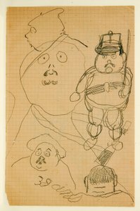 1889-90年の若いジャックブーケのために制作されたドローイングのアルバムからのドローイング 作： Paul Gauguin