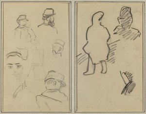 兵士と女性の顔の5つの研究; 2 つの図 [直訳] 作： Paul Gauguin