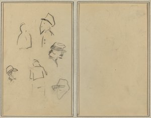 4 つの頭と 2 つの図 [裏面] 作： Paul Gauguin