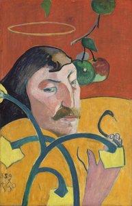フランス語：Autoportrait-charge, ou Autoportrait au nimbe 光輪のある自画像 作： ポール・ゴーギャン