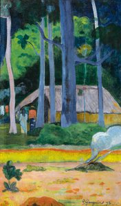 フランス語: 木陰の小屋 作： ポール・ゴーギャン